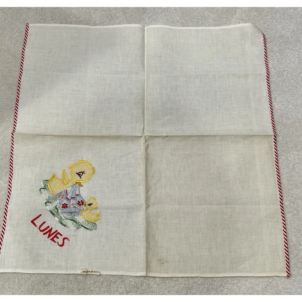 Vintage Mexican Days Of The Week Embroidered Tea Towels Set Of 7 Hecho En Mexico